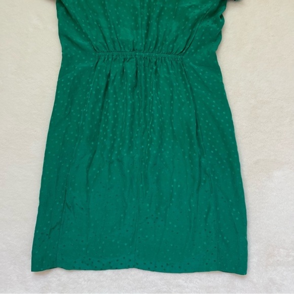 Fossil Emily Silk Dress in Kelly Green Polka Dot Short Sleeve Dress Size 6 - Picture 7 of 9